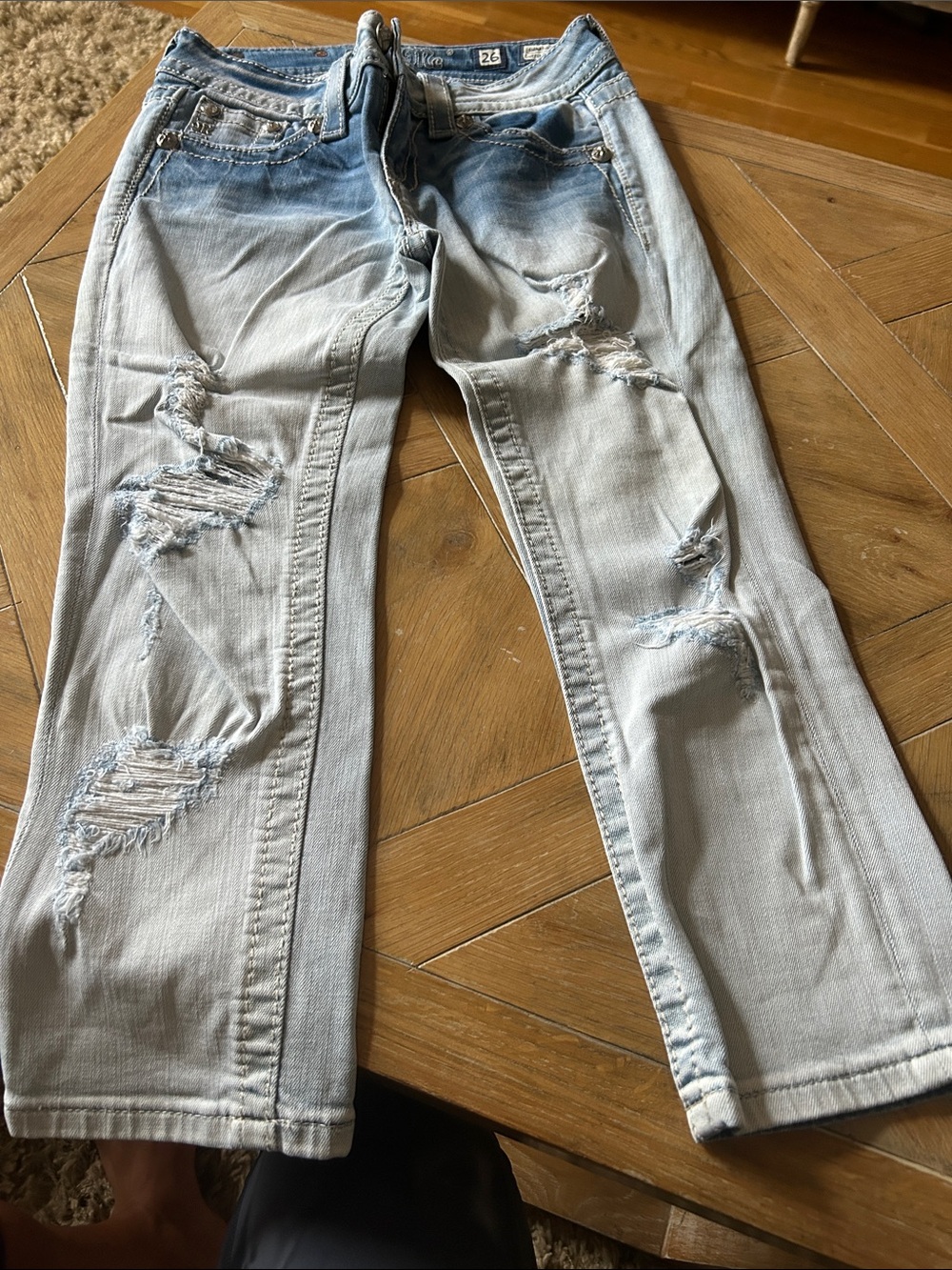 Miss Me Faded Light Blue Distressed Boyfriend Jeans